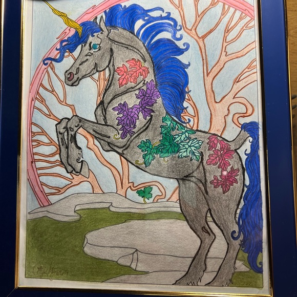8x10 glass frame of “black beauty “ fairy tale show unicorn - Picture 3 of 8